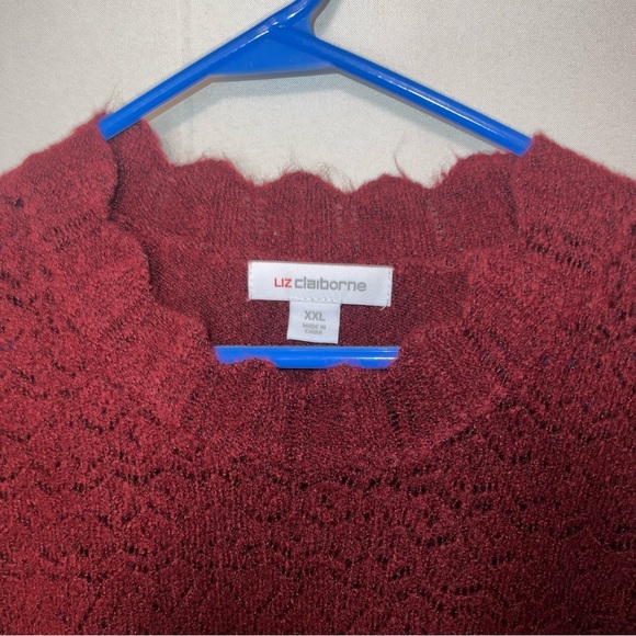 Liz Claiborne Woman Size XXL Pullover  Scalloped Crew Neck Sweater Maroon. - Picture 3 of 8